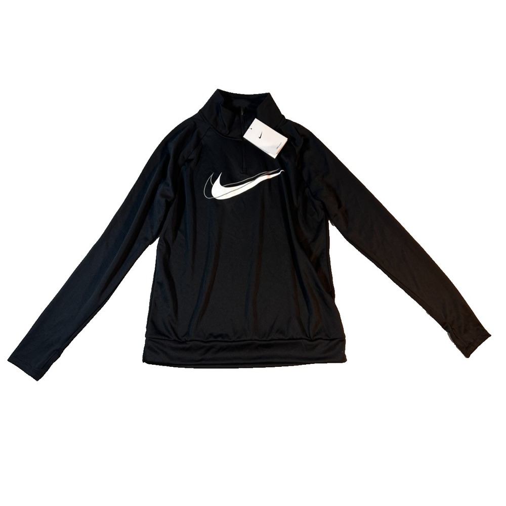 Nike Dri-FIT Swoosh Run Women's 1/4 Zip Pullover Running Top Black Size S